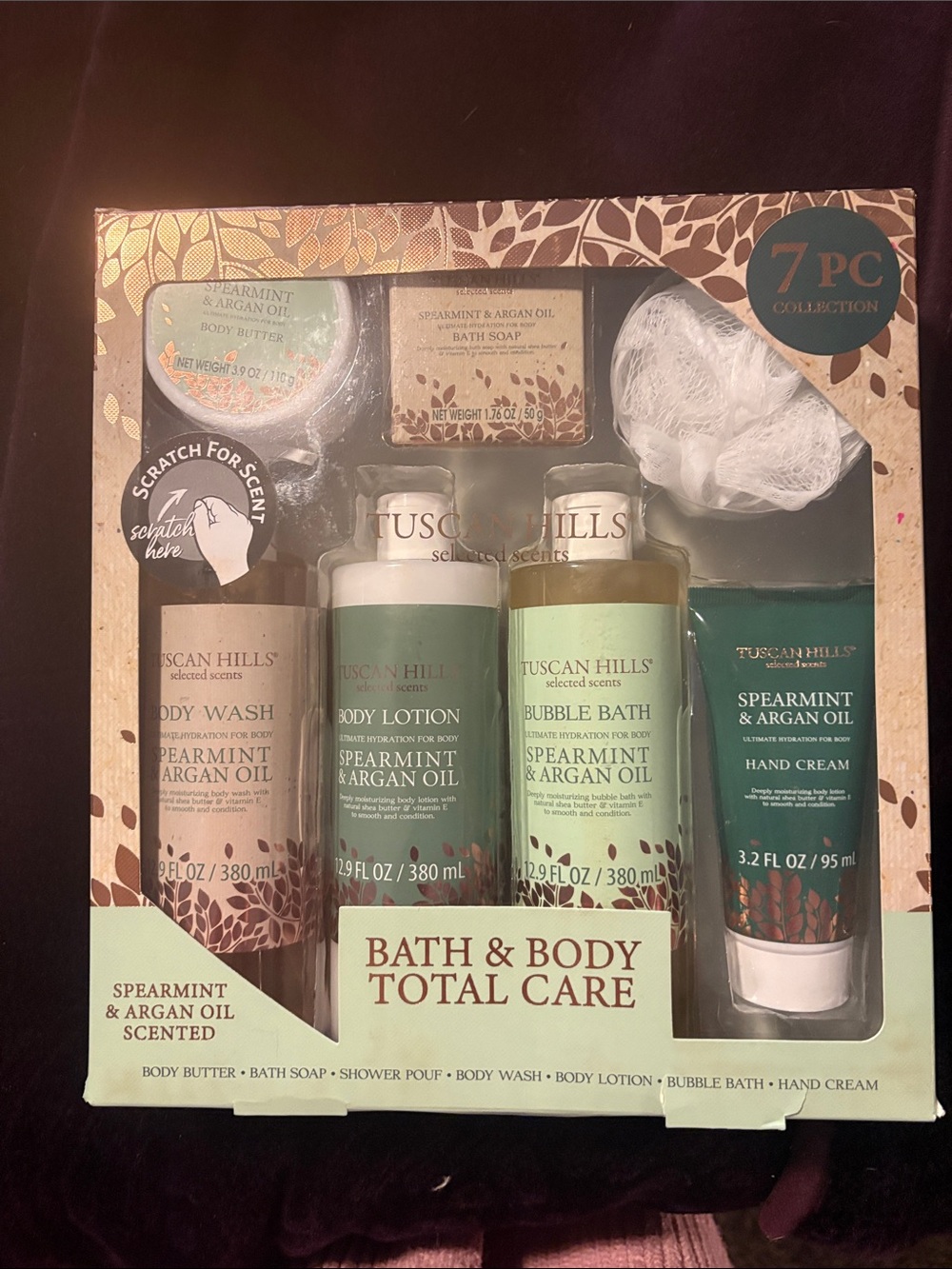 Tuscan Hills Spearmint & Argan Oil 8 piece Bath & Body Set -